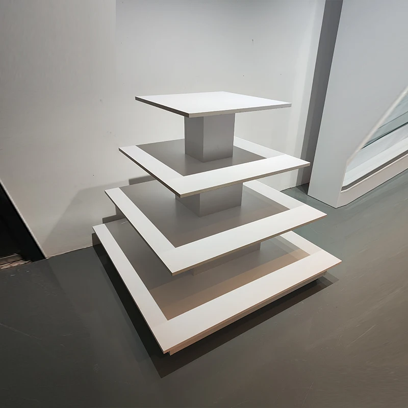 KEWAY Customized Wholesales 3 Tier Square Display Table Retail Store MDF Wooden Display for Retail Stores