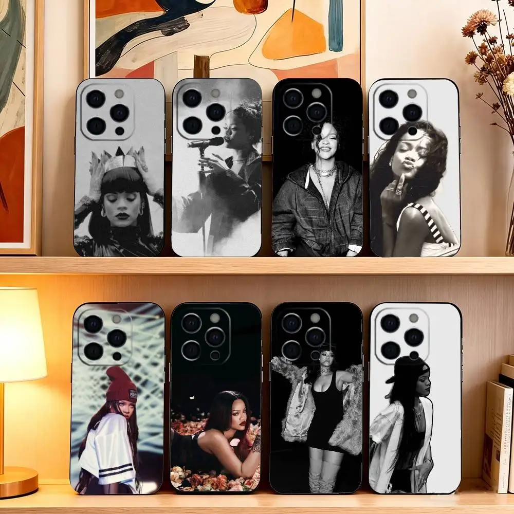

R-Rihanna Phone Case For iPhone 17, 16,15,14,13,12,11 Plus,Pro Max, Others Soft Black Cover
