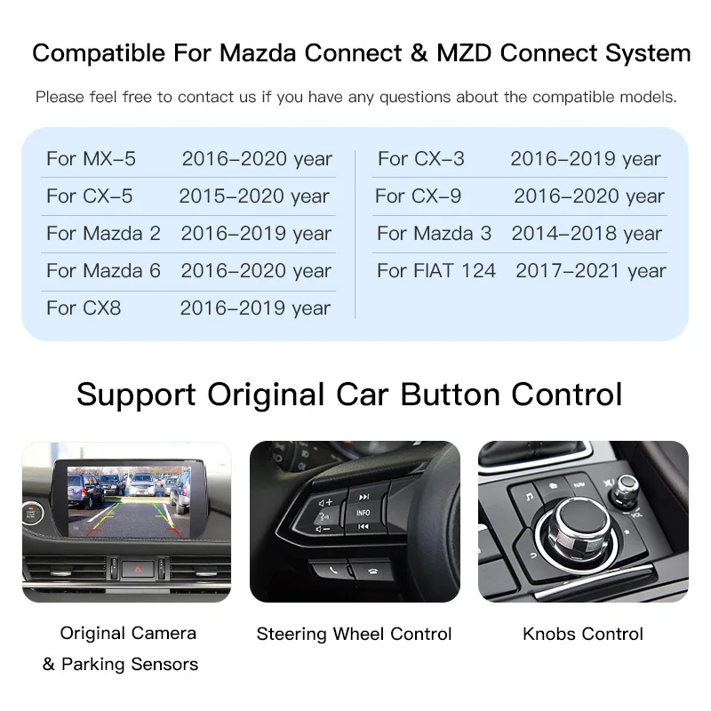 New Upgrade Apple CarPlay Android Auto USB Adapter for Mazda 2 3 6 CX3CX5CX8CX9 MX5 TK78-66-9U0C OEM Hub Retrofit Kit Car AI box