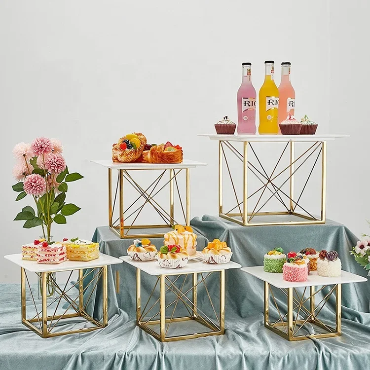 

-Hotel Restaurant Supplies Catering Equipment Buffet Stainless Steel Dessert Cake Stand Set Fruit Snack Display Racks For Table