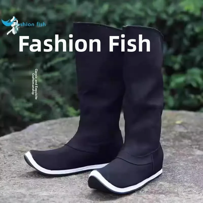 Hanfu Boots Ancient Style Performance Men's Women's Upturned Head National Style Official Boots Performance Shoes Hanfu Shoes...