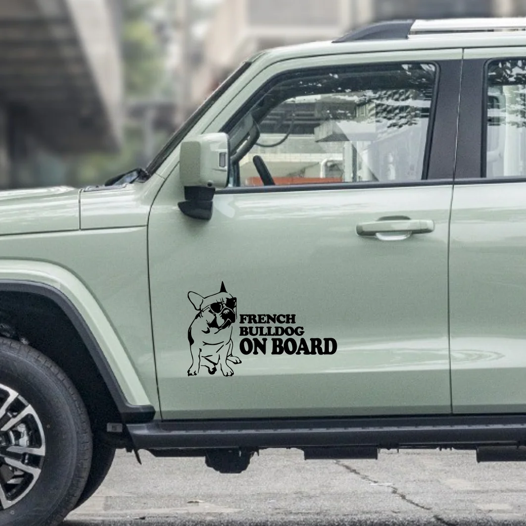 

Dawasaru French Bulldog on Board Funny Car Sticker Sunscreen Decal Laptop Motorcycles Auto Decoration Accessories PVC,