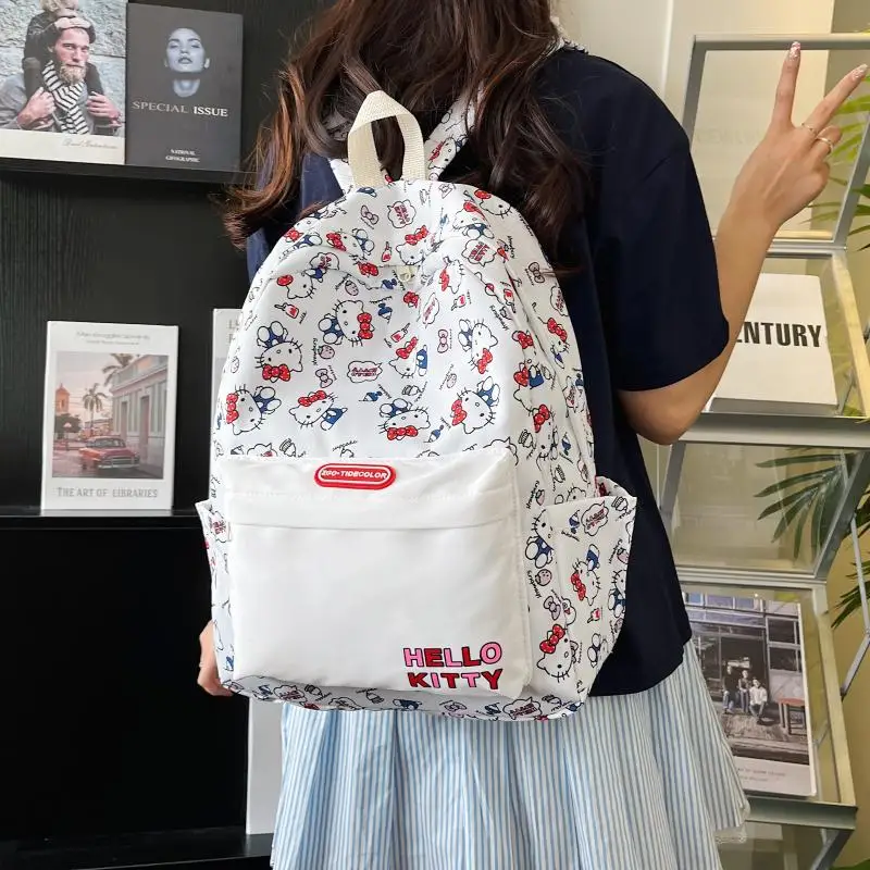 

Kawaii Sanrio Hello Kitty рюкзак для девочек, школьный рюкзак Y2K Kt, детская школьная сумка, модная женская вместительная праздничная сумка, подарок
