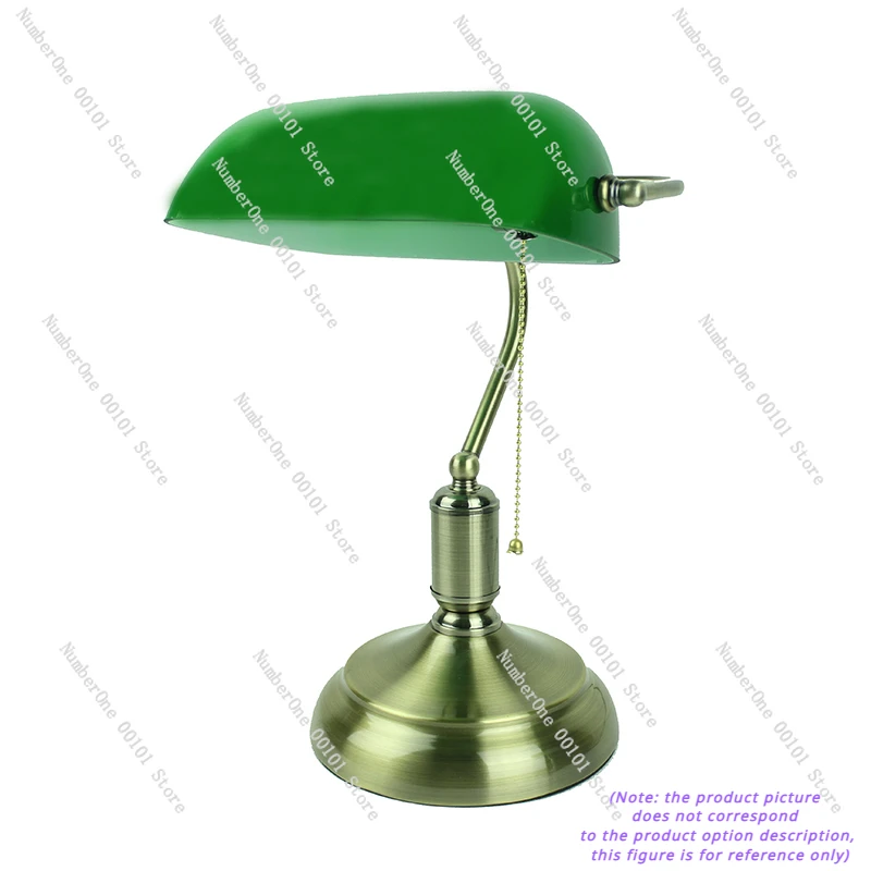 

Charging Nostalgic Old Shanghai Study Office Bank Lamp American Retro Green Glass Bedside Table Lamp