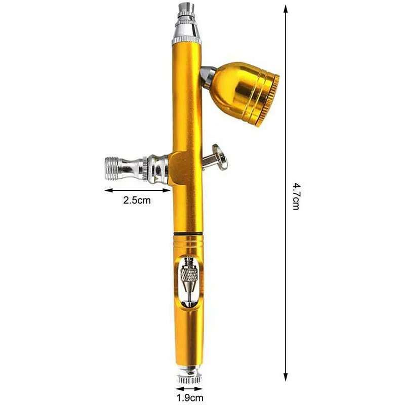 0.3mm 노즐 조절 가능한 듀얼 액션 중력 공급 에어브러시 네일 매니큐어용 케이크 장식 브러시 렌치와 빨대 포함