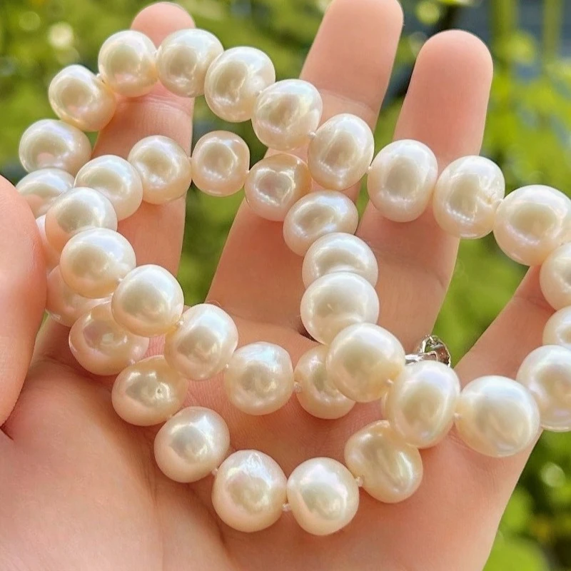 12-15mm Large Natural Pearl Necklace Thread String