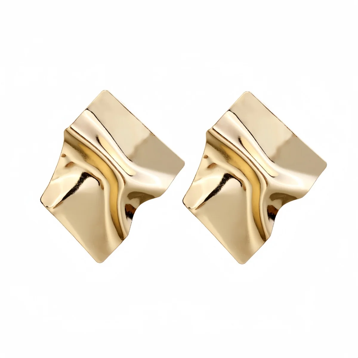 Vintage Golden Square Statement Earrings For Women Fashion Jewelry Party European Ear Dangle Irregular Geometry Accessories