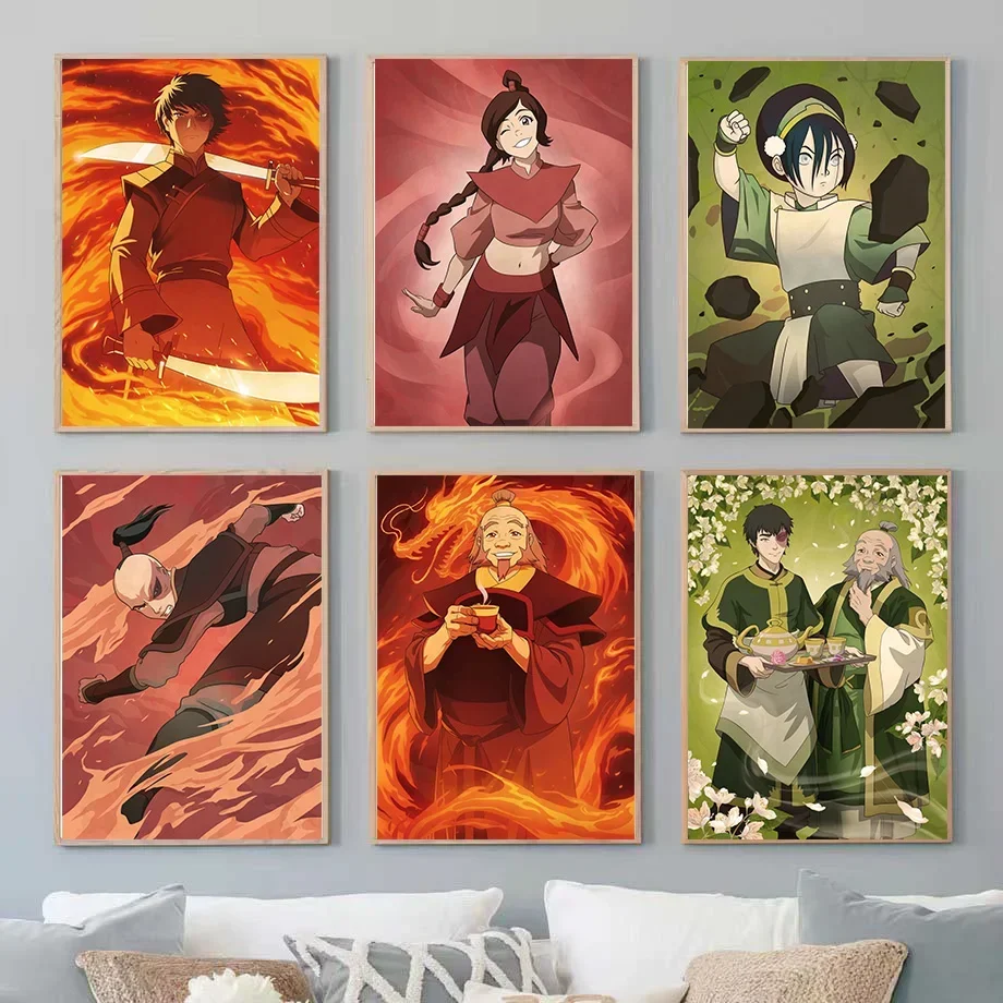 الصورة الرمزية: آخر Airbender شعبية الأمريكية الخيال أنيمي الجمالية قماش اللوحة الملصقات لتزيين غرفة المعيشة