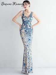 Sexy backless sequin maxi summer dress women elegant luxury wedding party long dresses womens bodycon evening dresses vestidos