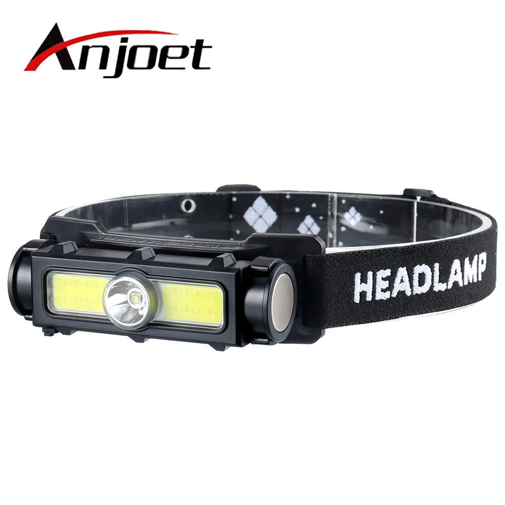 

New arrival LED Headlamp Waterproof COB Lantern Head Lamp USB Rechargeable 18650 Headlight Work Light with Magnet Fishing Torch