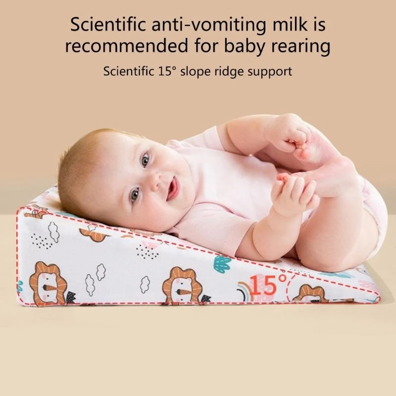 J15U وسادة إسفين للنوم الآمن للأطفال تمنع الاختناق والمغص لحديثي الولادة وسادة منحدر ووسادة مريحة لهدية سرير الأطفال #5
