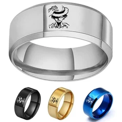 4 Colors One Piece Ring Anime Monkey D.Luffy Accessories Cartoon Stainless Steel Male and Female Pair Garnish Couples Ring Gift