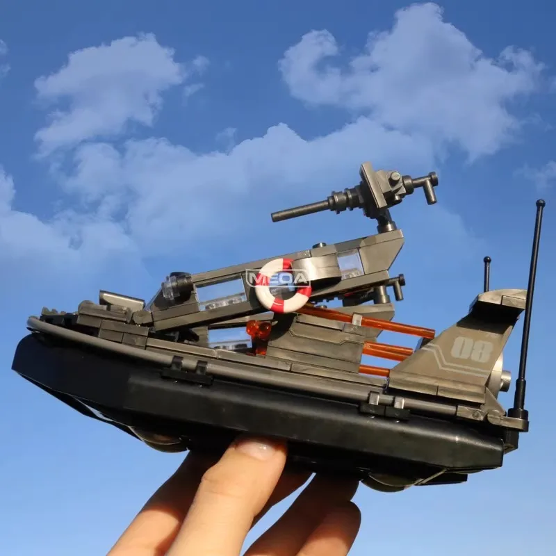 

497pcs Warship Building Block Set Toy Military Rubber Boat Battleship Bricks Model Kit with a Combat Platform Boys Toys Gift ﻿