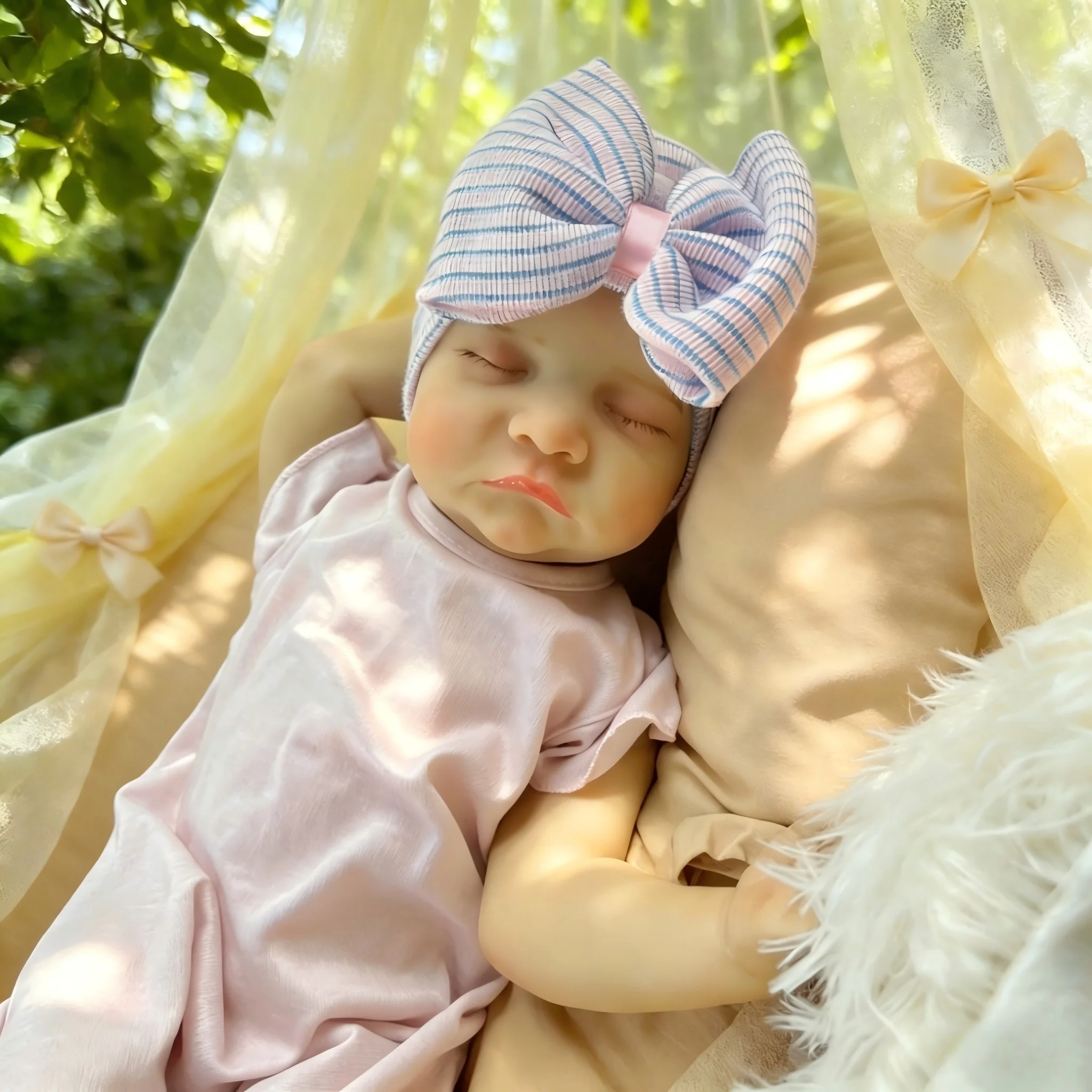 

BZDOLL 45cm 18in Asleep Reborn Doll, Full Vinyl Body, 3D Skin, Realistic Cute Kids Birthday Gift