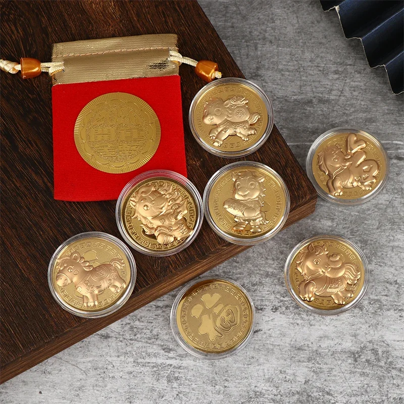 1 قطعة 2026 سنة الحصان عملة صينية مع حقيبة التخزين محظوظ الحيوان الخيول عملات تذكارية السنة الجديدة جمع تذكارية #4