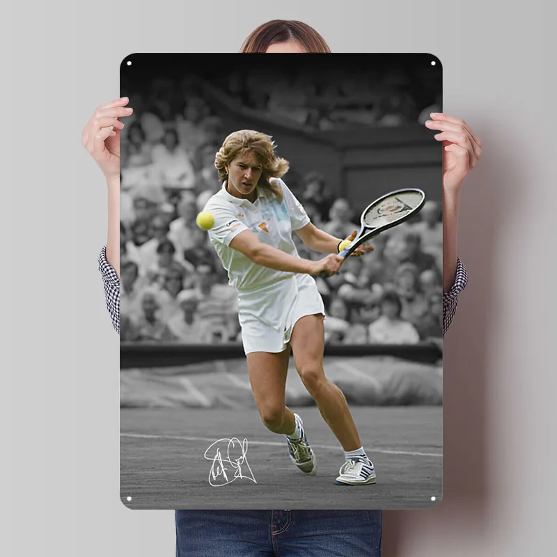 Steffi Graf Tinplate Signs Sport Poster Decoration Room Decor Custom Metal Sign for Wall Art Decoration Vintage Metal Plate Home