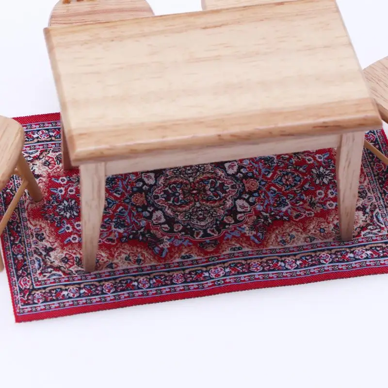 1PC Floral Pattern Mat Mini House Decor Turkish Style Miniature Weaving Rug Dollhouse Carpet Doll Accessories Floor Coverings