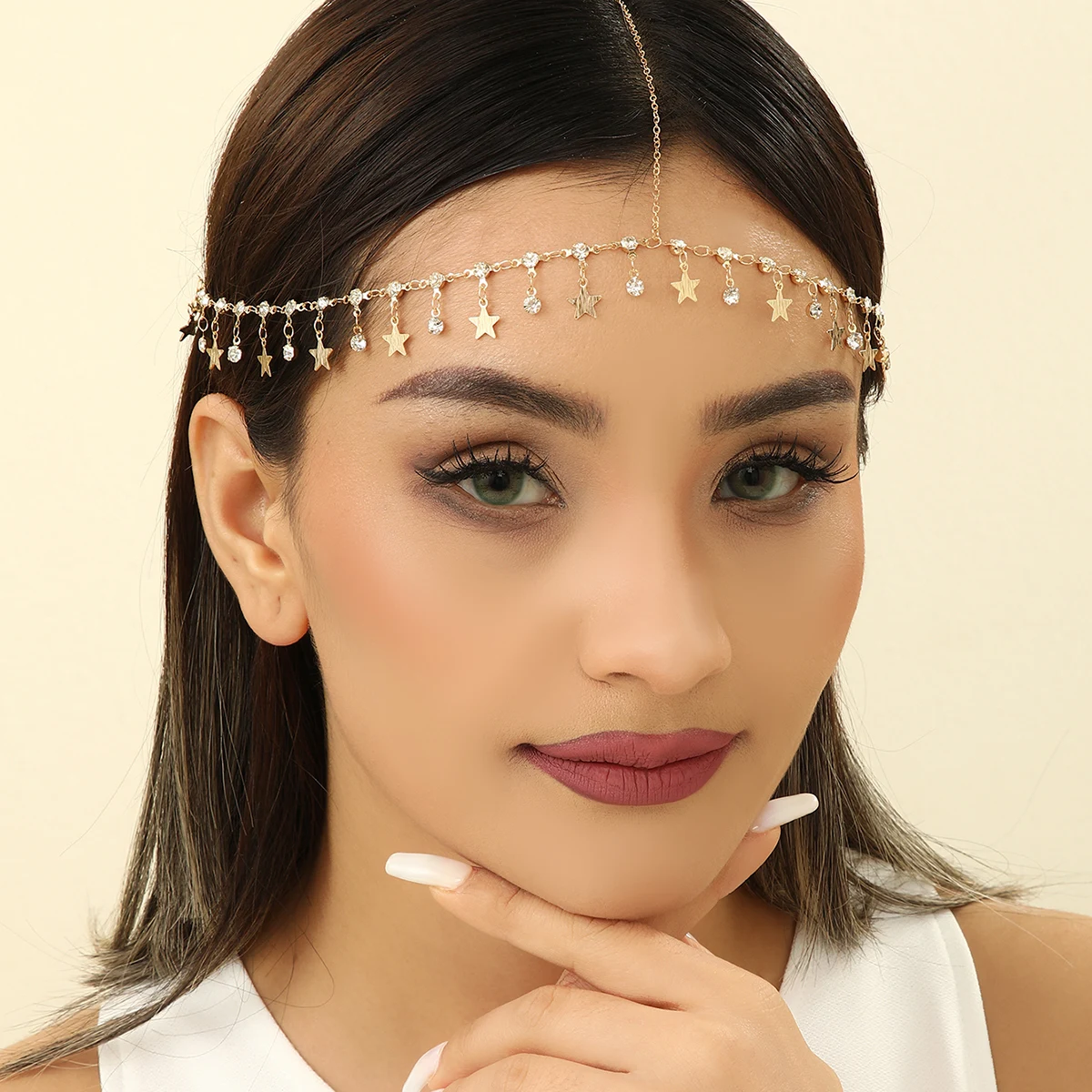 Exquisite Tassels Shiny Rhinestone Star Women\'s Head Chain Hair Forehead Jewelry Bohemia Lady Aesthetic Jewelry Set Gifts