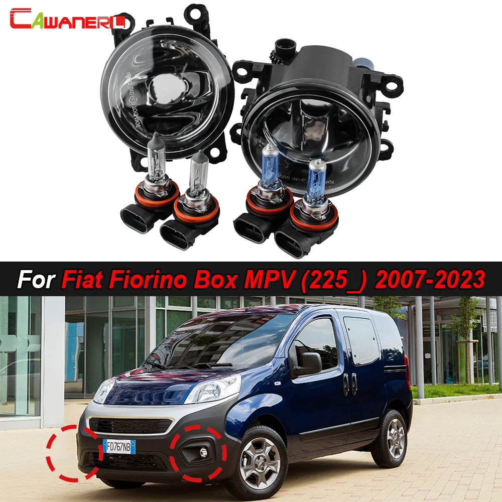 1 Pair Car Front Fog Light Assembly Glass Lens Lampshade + H11 Halogen LED Lamp For Fiat Fiorino Box MPV (225_) 2007-2023