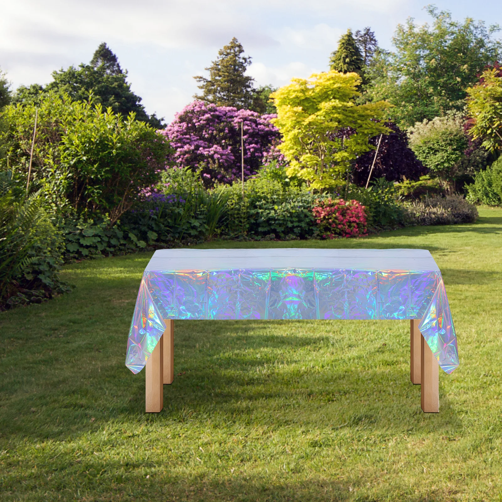 

4pcs Iridescent Silver Tablecloth 137X274Cm Waterproof Plastic Party Cover For Birthday Wedding Bridal Shower Graduation Disco