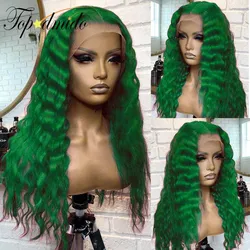 Topodmido Deep Wave Green Color 13x4 Indian Hair Wigs with Baby Hair Human Hair 13x6 Transparent Lace Front Wig for Woman