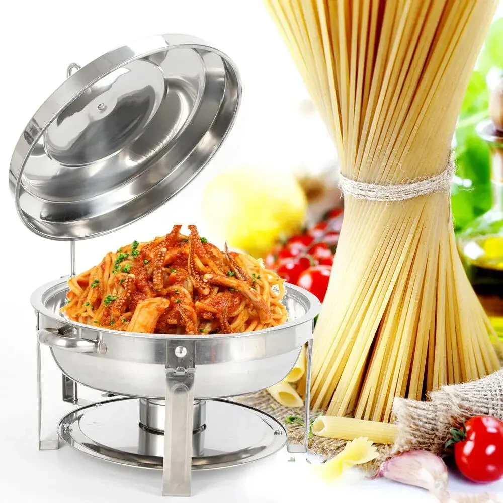 Round Chafing Dish Chafer Food Warmer Container 7.5L With Lid Stainless Steel for Hotel Catering Buffet Party Wedding