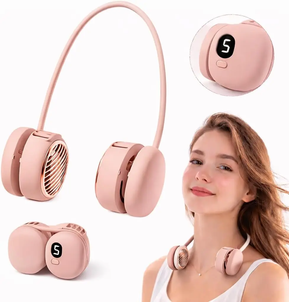 2026 New Upgrade Portable Neck Fan, Hands Free Wearable Personal Fan With 5 Speeds, Rechargeable Foldable Cooling Fan, 360° Adju