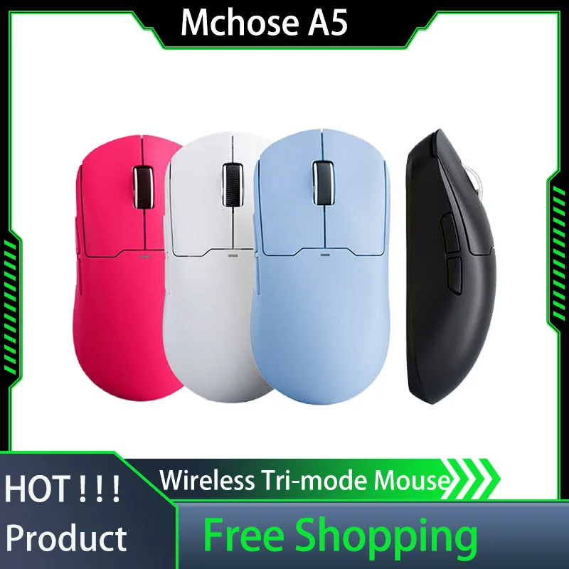 Mchose A5 ワイヤレス ゲーミング マウス Tri-Moed Bluetooth Paw3395 E スポーツ 軽量 耐久性 4k チーム推奨 ラップトップ ウルトラ