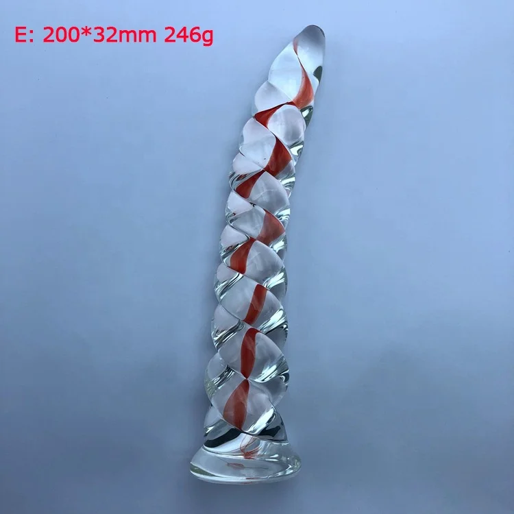 Crystal Glass Dildo Dual Ended Clitoris G-Spot Spiral Glass Massager Fetish Black Blue Colorful Crystal Anal Butt Plug Sex Toys