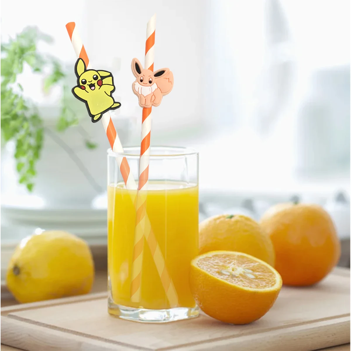 Miniso 20Pcs Paper Straws Cute Pokemon Disposable Drinking Straw Kids Birthday Baby Shower Party Decoration Supplies Party Gifts