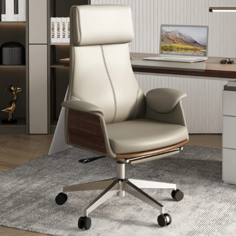 Leather office boss chair home study Height adjustable lunch break office chair comfortable sedia ufficio ergonomica Furniture