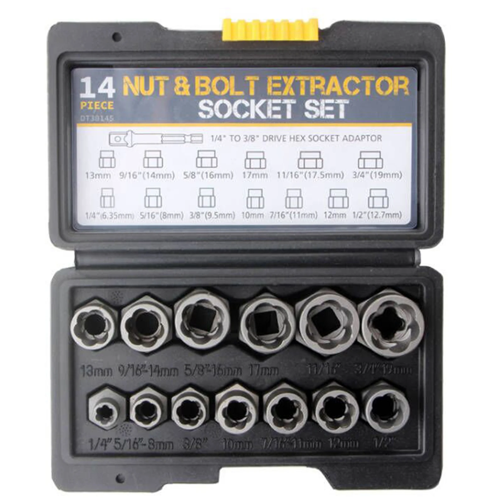 14 Packs Stripped Bolt Extractor Set Bolt Remover Set Damaged Bolt Nut Remover for Damaged Frozen Studs Rusted Rounded-Off Bolts