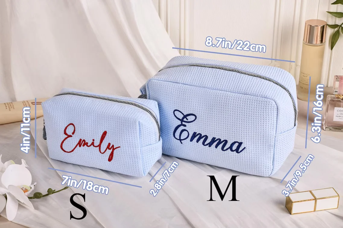 Personalized Embroidered Makeup Bag, Embroidered Cosmetic Bag, Bridesmaid Makeup Bag, Travel Makeup Pouch, Women Toiletry Bag