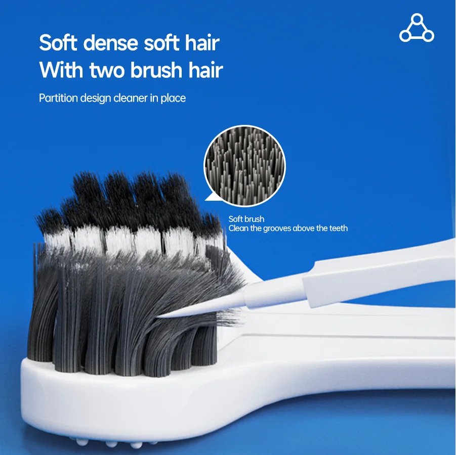 Cepillo de dientes manual 3D, 6 uds., cepillo de dientes suave en forma de U de tres lados para limpieza bucal integral para adultos, hombres y mujeres, pareja