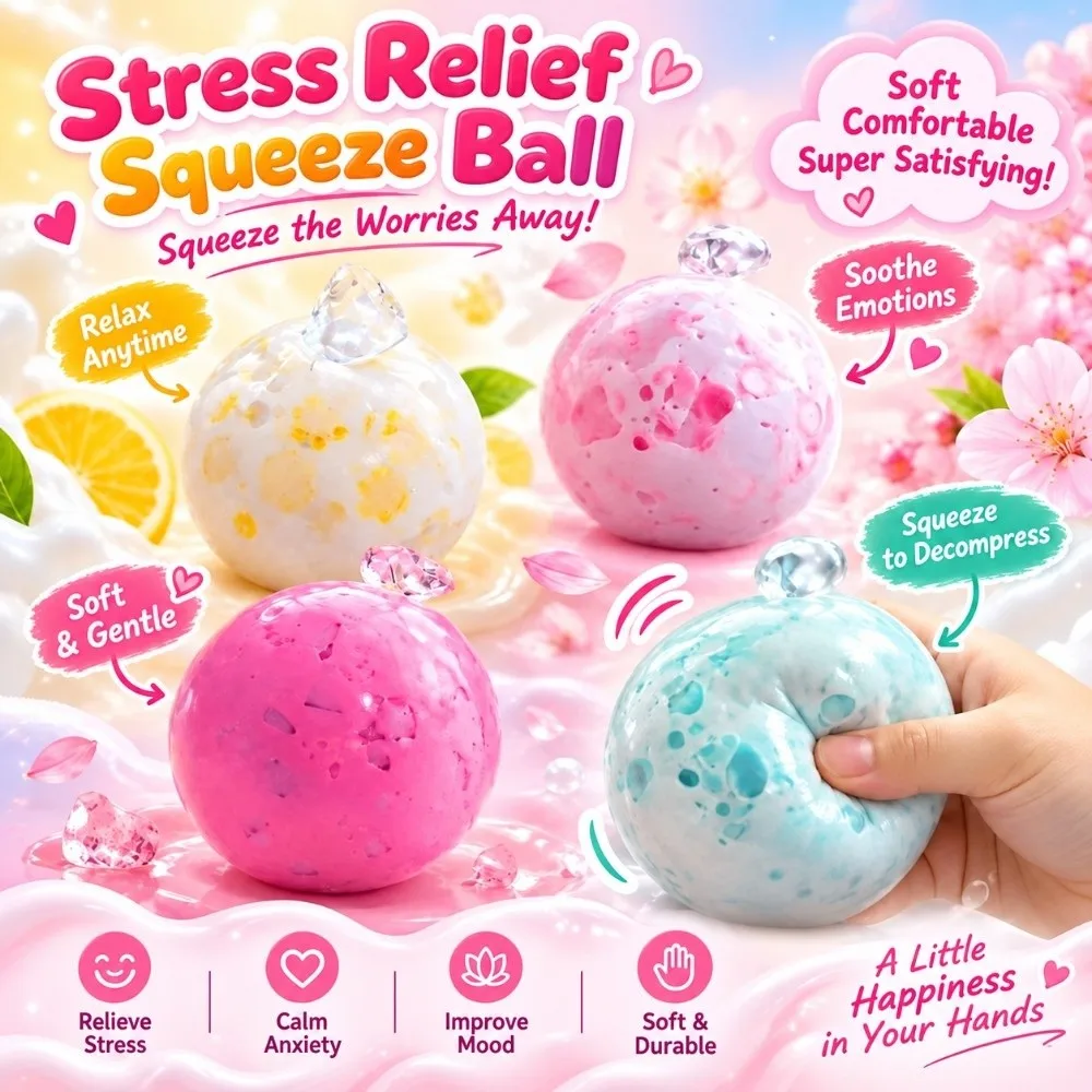 Durable Soft Texture Squeeze Ball Slow Rising Non Sticky Surface Fidget Toy Squeezable Stress Relief Toy Stress Relief