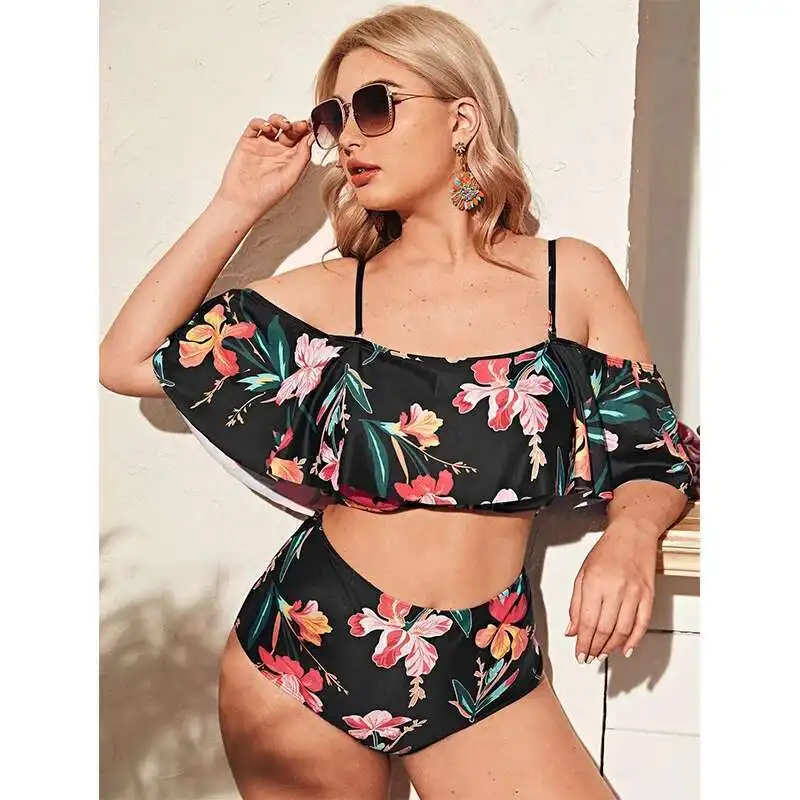 

Lotus Leaf Edge Plus Size Split Swimsuit Women's Sexy Bikini New Suspender Style Backless Bikini Women Elegantes Casual Y2k