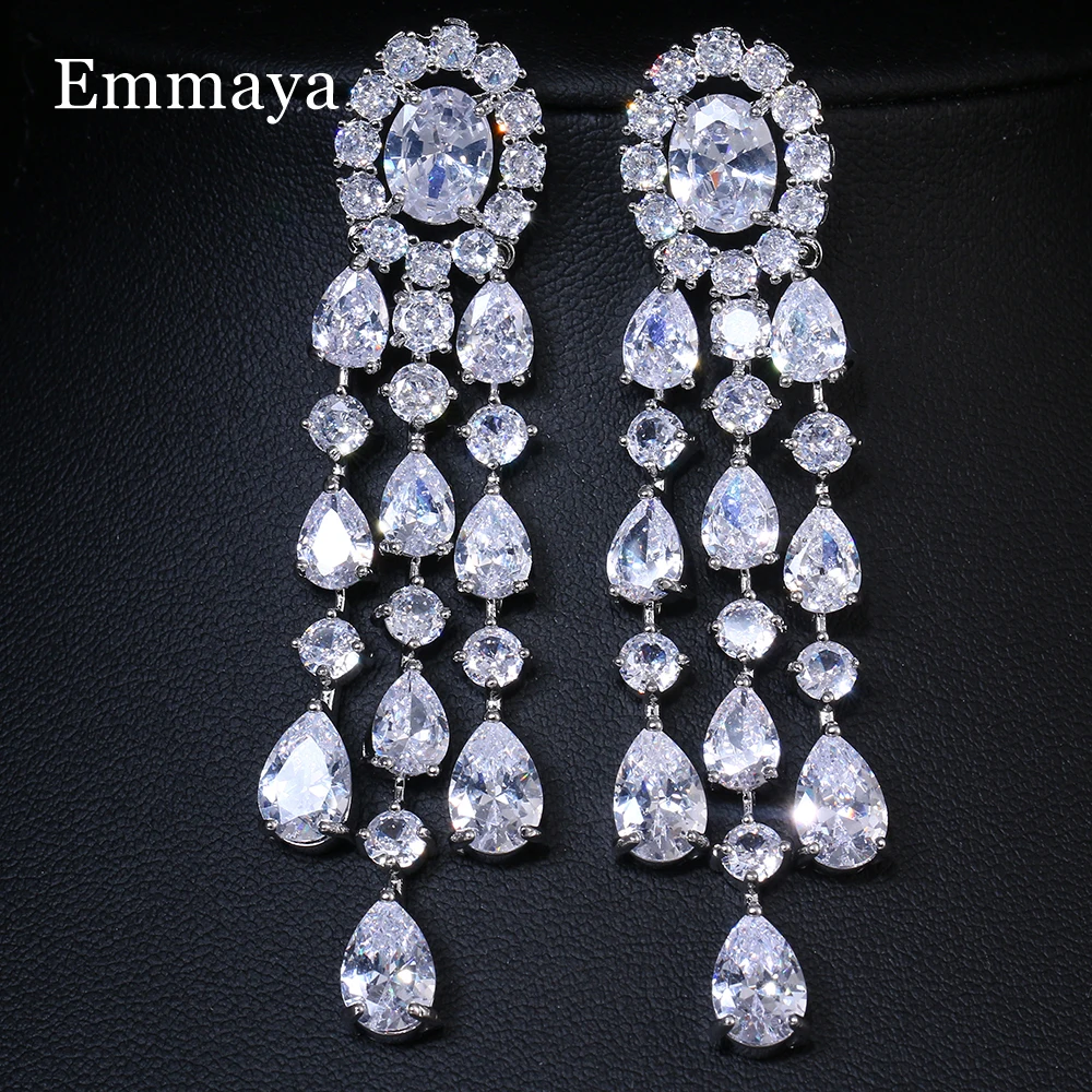 

Emmaya New Arrival Shiny Cubic Zircon Tassel Earring For Women&Girls Noble Dress-Up Wedding Party Luxury Style Jewelry