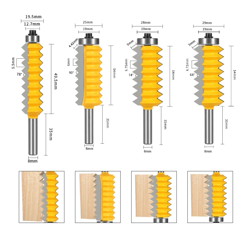 YUSUN 8MM Shank Multi-Tooth Shape Bit Router Bit Woodworking Milling Cutter For Wood Bit Face Mill Carbide Cutter End Mill