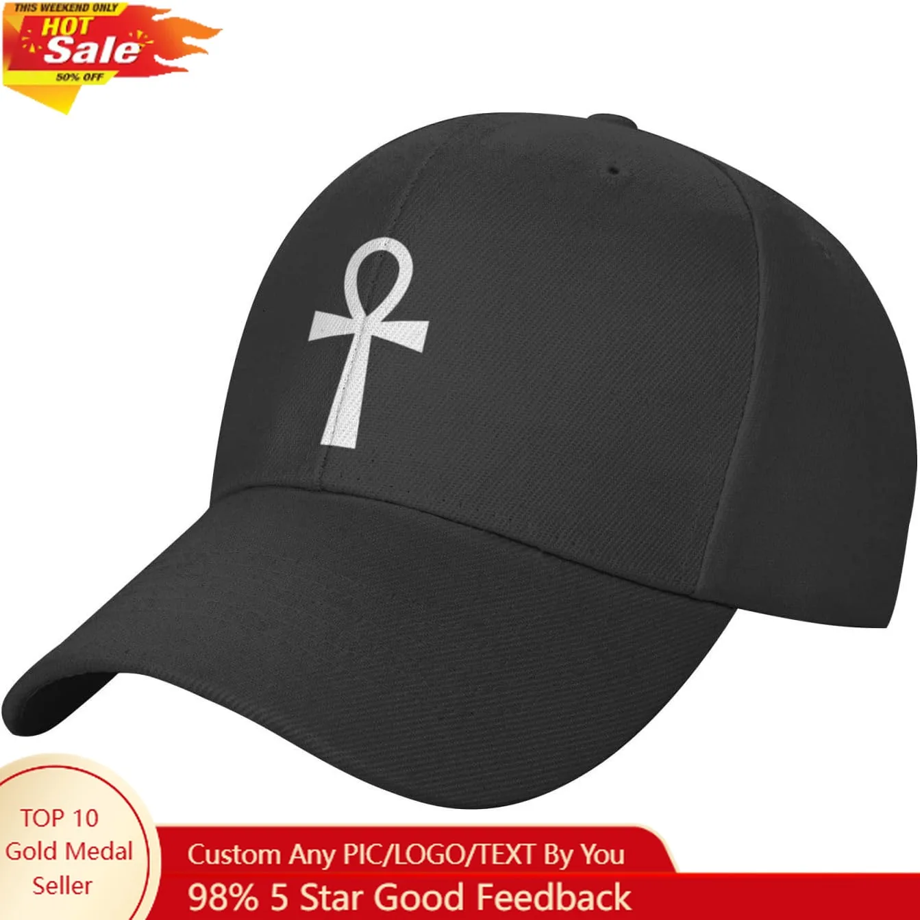 Funny-Ankh-Symbol-Ancient-Egyptian-Gifts Baseball Hats for Men Women Black Trucker Hat Sun Hats Unisex Dad Hat