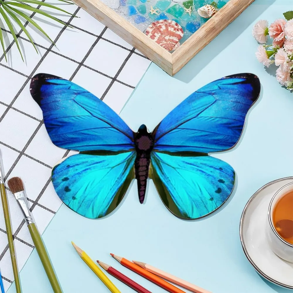 4 قطعة لوازم حرفية على شكل فراشة خشبية غير مكتملة قطع فراشة خشبية على شكل فراشة شرائح خشبية فارغة الحلي #4