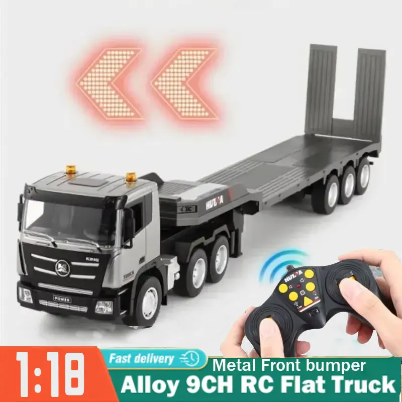 1:24 Huina RC Flat Truck Model 9Channels Alloy Engineer Vehicle 2.4G Remote Control Car Radio Controlled Trailer birthday Gifts