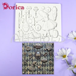 Princess's keys Embossed Design Fondant Silicone Mold Sugarcraft Chocolate Cake Mould DIY Resin Clay Model Home Decorating Tools