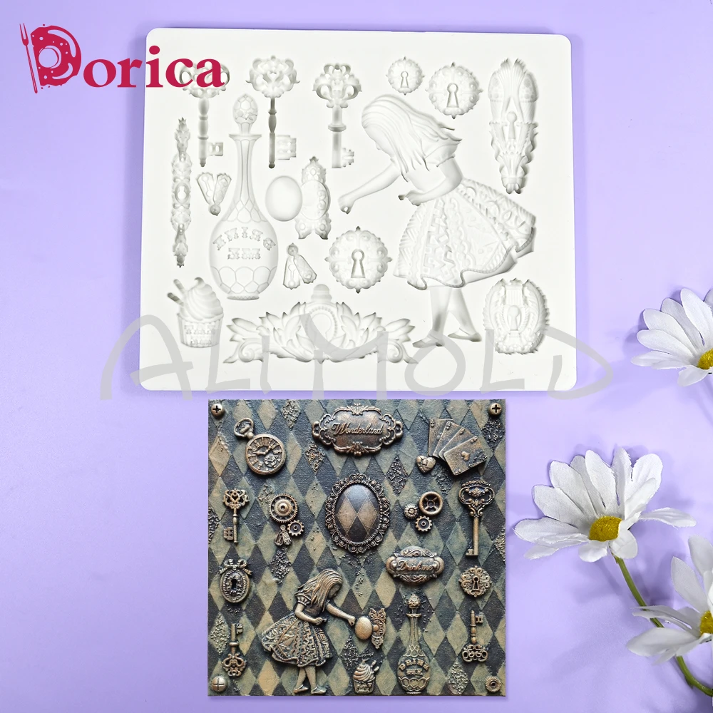 Klucze księżniczki wytłoczony wzór kremówka formy silikonowe Sugarcraft ciasto czekoladowe formy DIY żywica glina Model narzędzia do dekoracji domu