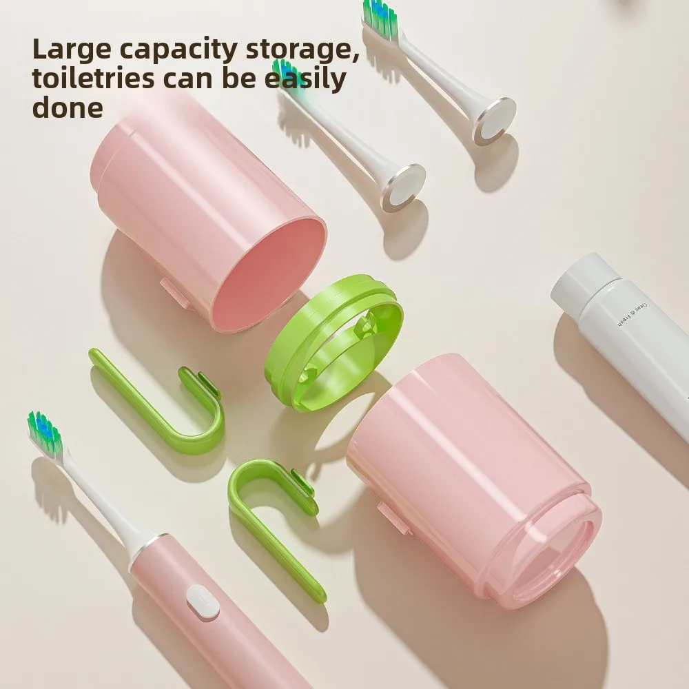 

Convenient Portable Mouthwash Cup 2-in-1 Plastic Toothbrush Cup Dust-Proof Tooth Cup Hotel Stay