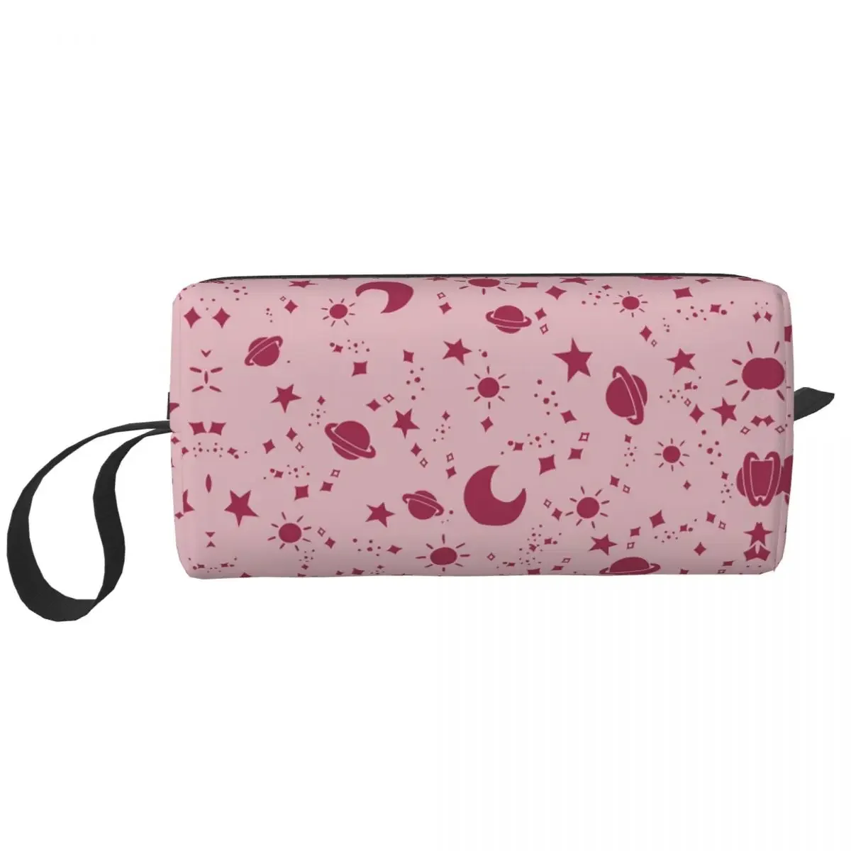 Pink Celestial Pattern Makeup Bag Cosmetic Organizer Storage Dopp Kit Toiletry Cosmetic Bag for Women Beauty Travel Pencil Case