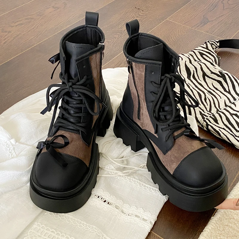 منصة النساء حذاء من الجلد الشقق القوس أحذية أنيقة مصمم أحذية رياضية امرأة عادية 2025 فستان الشتاء الجديد Mujer تشيلسي بوتاس #4