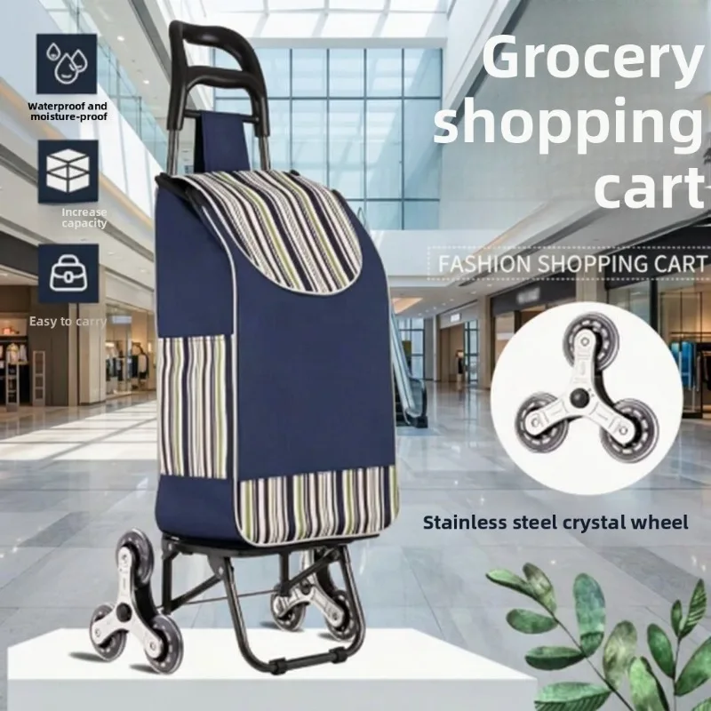Lightweight Folding Handle Hand Cart Grocery Cart Senior Stair Climber Portable Shopping Cart Shopping and Storage Cart