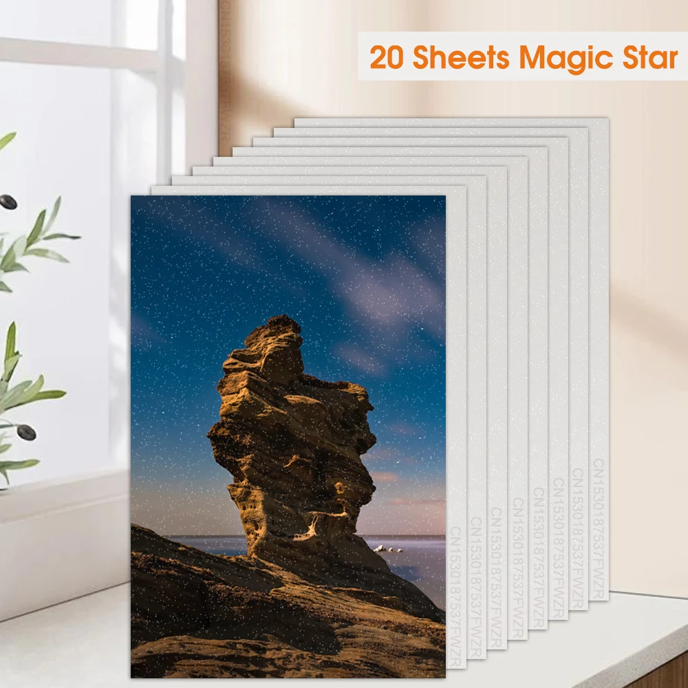 

20 Sheets Cold Laminating Film Broken Glass Hologram Card Photo Laminating Film Sticker A4 Star Shiny Dot Photo Holographic Film