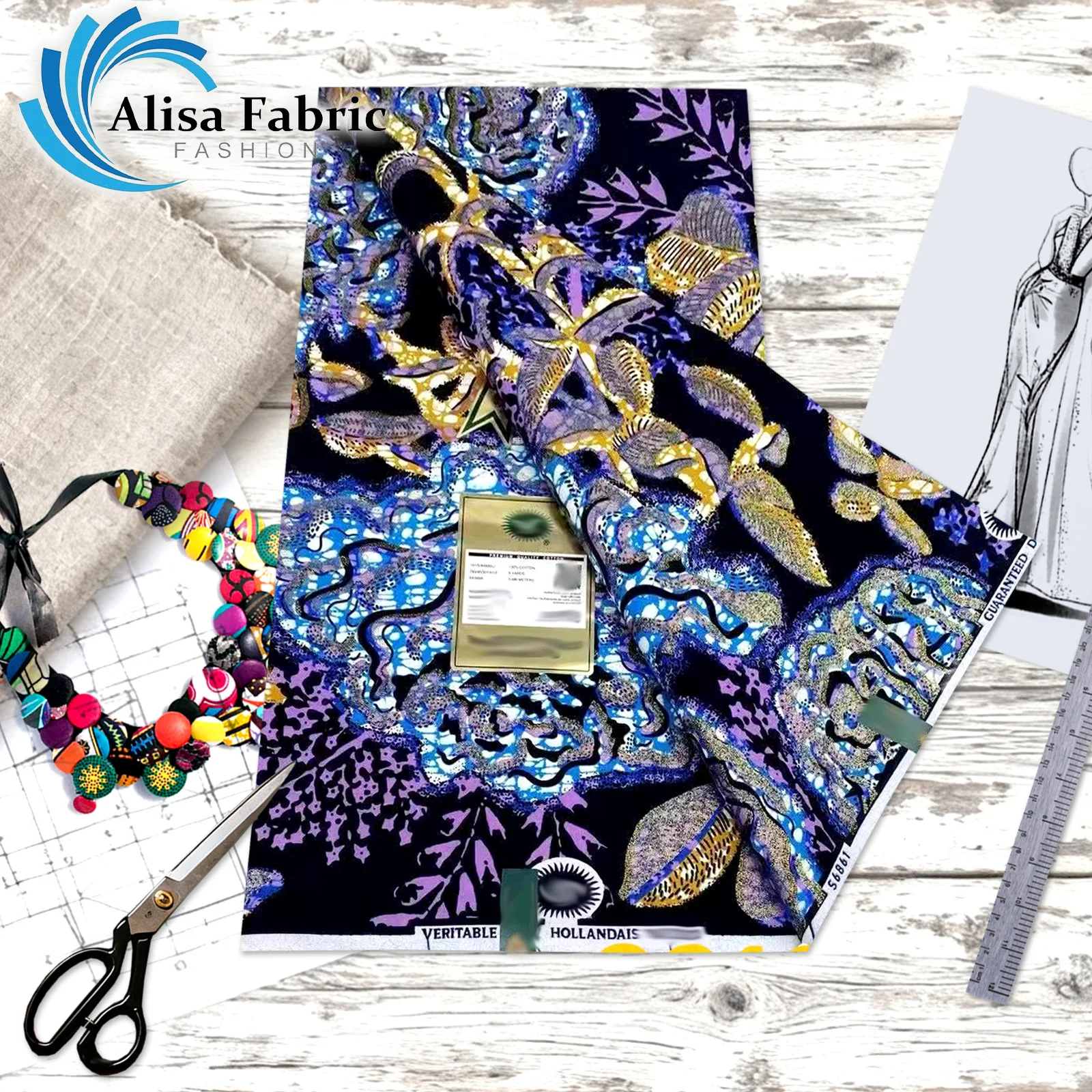 

Fashionable grand super Nigerian fabric wax with rose fragrance African 6 yards 100% cotton 2026 for home decoration