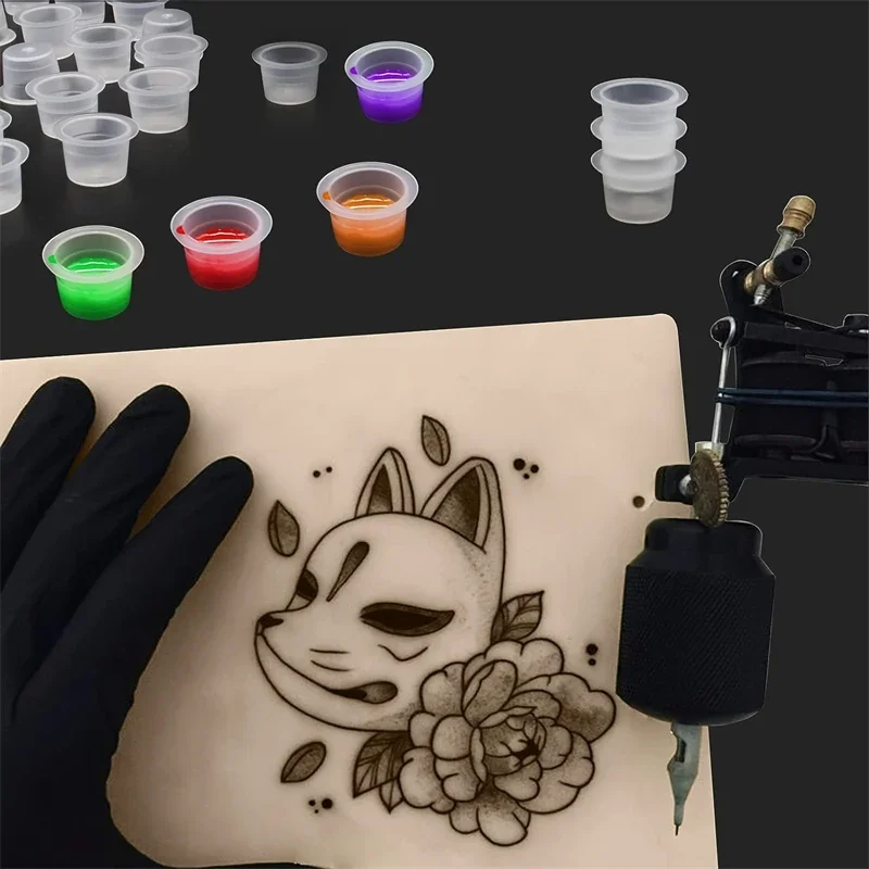 100 قطعة أكواب حبر الوشم القابل للتصرف الصباغ البلاستيكي حامل واضح قبعات الحاويات الوشم تجميل دائم Microblading العرض #5